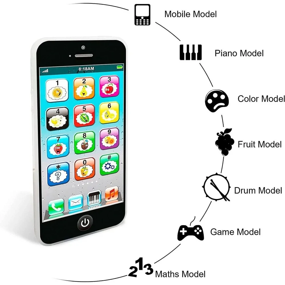 Rechargeable Kids Toy Smartphone Educational Learning Phone with Lights Music